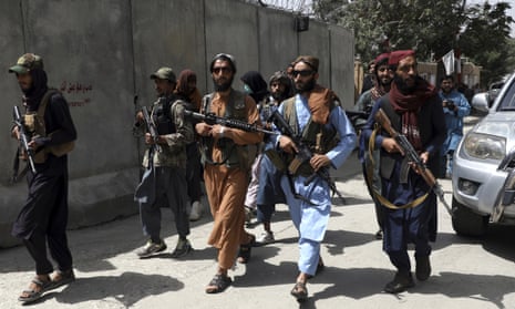Taliban fighters in Kabul, 18 August.