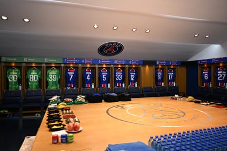 Inside the Paris Saint-Germain dressing room at the Parc des Princes