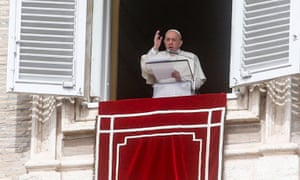 Pope Francis celebrates Sunday Angelus Prayer from the window of his office overlooking Saint Peter’s Square at the Vatican, 27 March 2022.