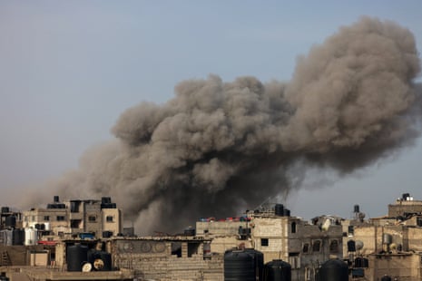 Smoke billows after an Israeli bombardment in Rafah, in the southern Gaza Strip, on Wednesday.