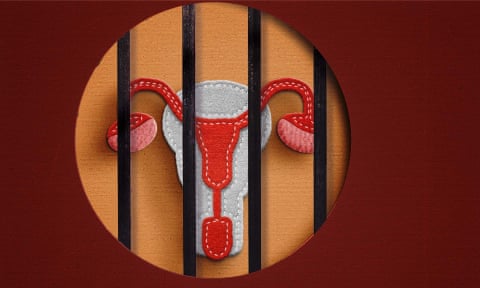 An illustration of a uterus with prison bars over it