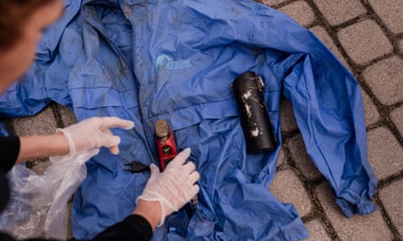 A blue coat on the ground