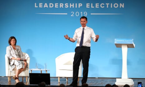 Jeremy Hunt speaking at Bournemouth Pavilion Theatre during tonight’s Tory leadership hustings.