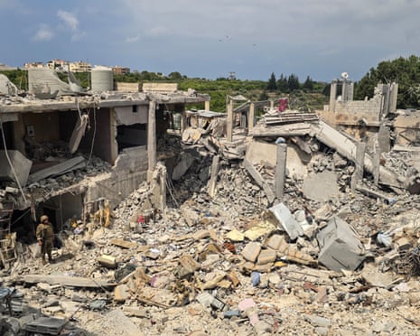 An aerial view of the destruction in Burj al-Shamali.