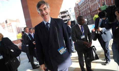 Jacob Rees-Mogg arriving at the Conservative party conference in Manchester.