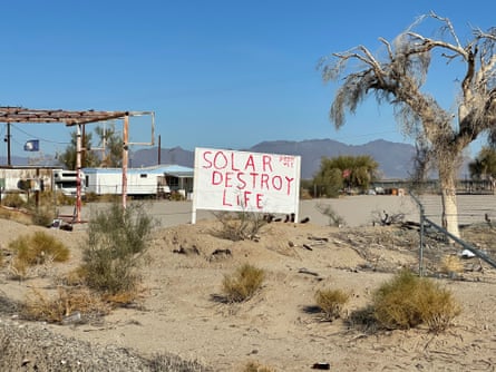 sign in desert says ‘solar destroy life’