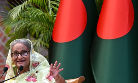 Prime minister Sheikh Hasina before she was ousted from Bangladesh on 5 August.
