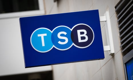 A TSB sign attached to the side of a building