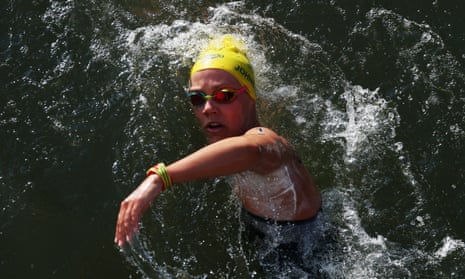 Australia’s Moesha Johnson led for most of the 10km marathon only to be beaten in the final 200m.