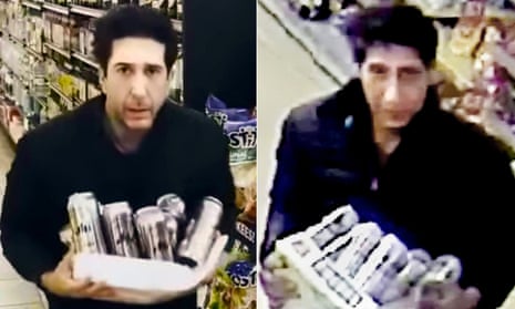 David Schwimmer, left, posted a joking video after the appeal by police for the suspect in Blackpool.