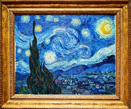 The Starry Night by Van Gogh in a gold frame, at the Museum of Modern Art, New York