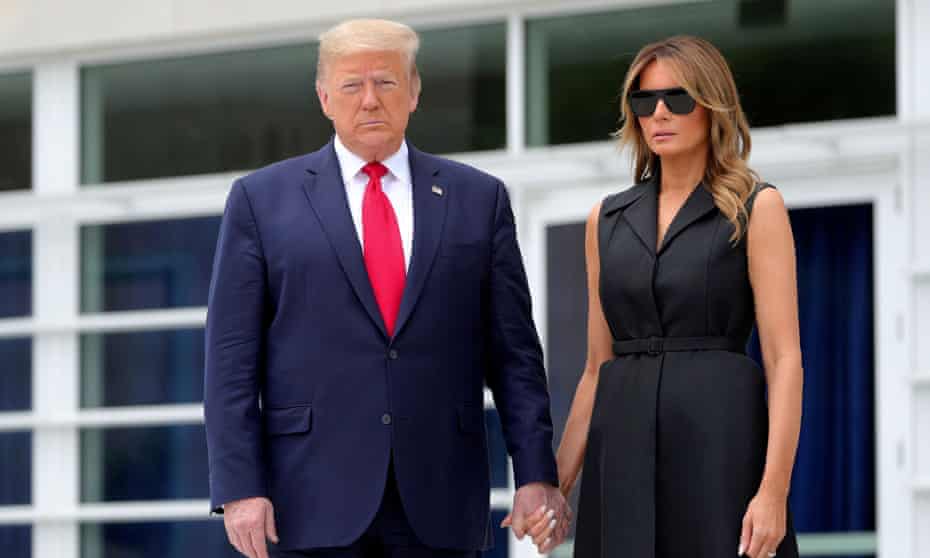 US president Donald Trump and first lady Melania Trump pose for the camera