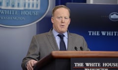 Sean Spicer press briefing at the Whitehouse, Washington DC, USA - 21 Jan 2017<br>Mandatory Credit: Photo by REX/Shutterstock (7945976g)
White House press secretary Sean Spicer delivers angry remarks as he speaks in the press briefing room in Washington, DC. Spicer was upset over what what he considers to be inaccurate and unfair press coverage over the past 48 hours.
Sean Spicer press briefing at the Whitehouse, Washington DC, USA - 21 Jan 2017