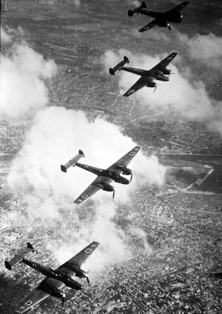 Messerschmitt ME110s on their to bomb targets in Britain circa 1941.