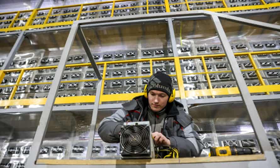 Inside the BitRiver mining farm’s data centre in Bratsk, Russia, in January 2022