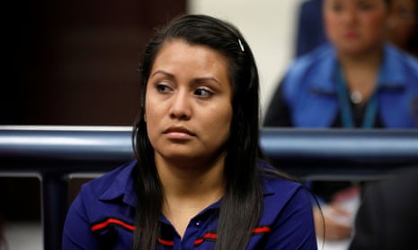 Evelyn Hernandez attends a hearing in Ciudad Delgado, El Salvador, in July. 