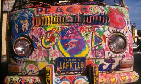Hand painted hippy bus in Haight-Ashbury, San Francisco.