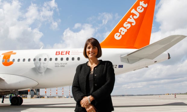 Carolyn McCall stands in front of an easyJet plane