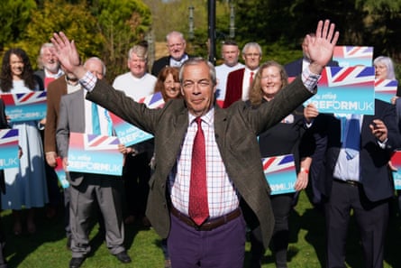 Nigel Farage on the local election campaign trail in Ripley, Derbyshire, 10 April 2025.