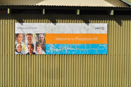 A welcome sign from management company Serco adorns the side of a building in the Christmas Island immigration detention centre in 2013.