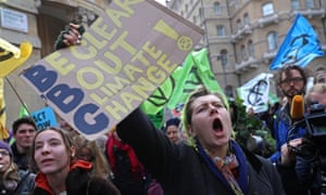 Across the generations… protesters from Extinction Rebellion demonstrate in London.