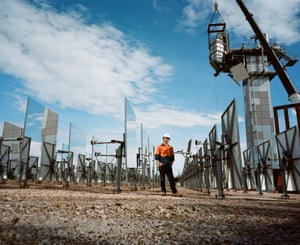 Scientist at solar thermal research facility