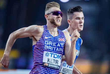 Josh Kerr surges past Jakob Ingebrigtsen on the final bend on his way to world 1500m glory in 2023 in Budapest