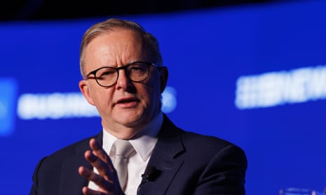 Australian Prime Minister Anthony Albanese speaks during a pre-budget business breakfast, in Perth, Wednesday, May 8, 2024.