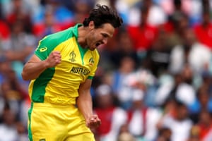 Coulter-Nile celebrates Australia’s first wicket.