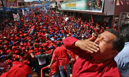 Hugo Chávez greeting supporters during a political gathering in the town of Guarico in 2006.
