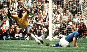 Pelé celebrates Brazil’s opener.