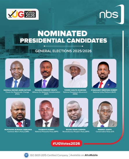 A poster showing images of eight men under the title ‘Nominated presidential candidates’