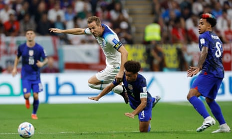Harry Kane is challenged during England's draw