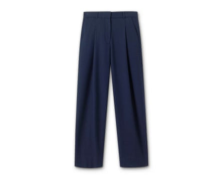 ME+EM Pleat Tapered Trouser made from Italian Wool in navy