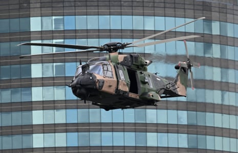 An Australian army MRH-90 Taipan flying in Brisbane in September.