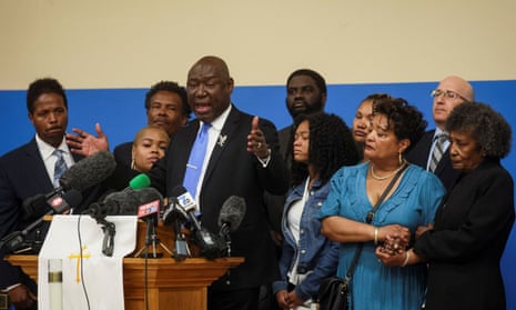 Attorney Ben Crump speaks during a news conference with family members of Ruth Whitfield in Buffalo, New York.