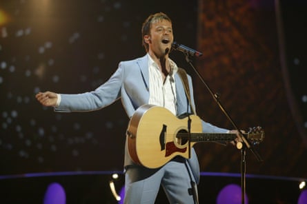 James Fox, Britain’s Eurovision entrant in 2004, singing and playing guitar