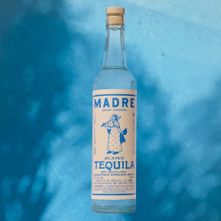 A bottle of Madre Blanco Tequila