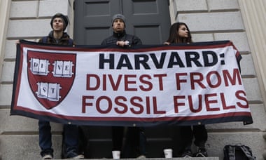 Harvard students demanding divestment from fossil fuels.