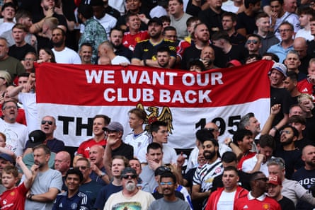 Fans protest at Manchester United’s game at Fulham last weekend.