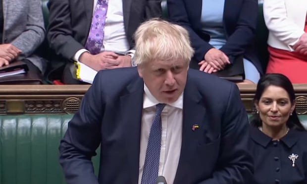 Boris Johnson speaking in the House of Commons after the Queen's speech