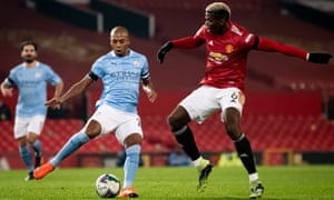 Fernandinho (left) was superb at Old Trafford with his positional play and goal.