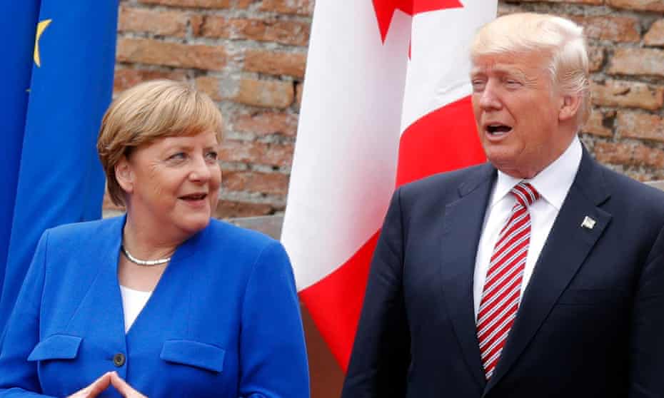 Angela Merkel and Donald Trump meet at the G7 summit in Taormina, Sicily.