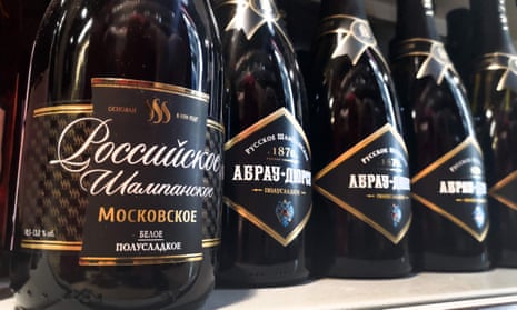 Bottles of Russian ‘champagne’ on sale in central Moscow.