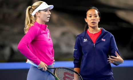 Anne Keothavong talks to Britain’s No 1 women’s player Katie Boulter in preparation for the Billie Jean King Cup playoff tie with Sweden