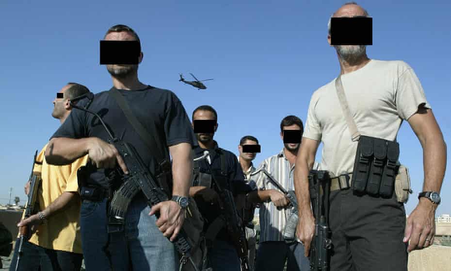 Iraqi and foreign members of a private security company in Baghdad in 2007.