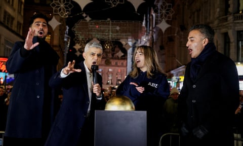 From left: Yasser Ranjha, Sadiq Khan, Rahima Aziz and Adil Ray take part in switching on the lights in central London to celebrate the start of Ramadan.