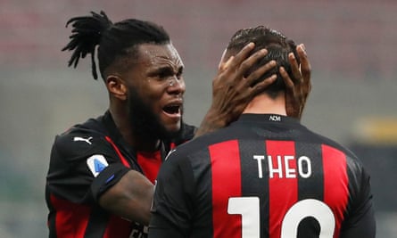 Franck Kessié embraces Theo Hernández after the defender's late leveller.