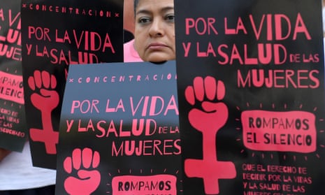 Salvadoran women take part in a demonstration to demand the decriminalization of abortion in San Salvador on 23 February 2017.