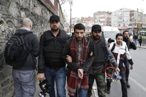 Protester arrested Istanbul Turkey